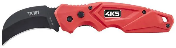 4K5 Tools TK 101 Foldable Curved Knife 600.101A Klappmesser mit Holster Rot, Schwarz 4K5 Tools
