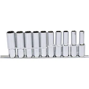1/2'' CHROMEplus 12-kant-Stecknuss-Satz lang, Flank Traction, 10 Teile. KS Tools