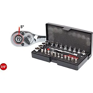 1/4'' CHROMEplus Steckschlüssel-Satz, 26 Teile, Flank Traction. KS Tools
