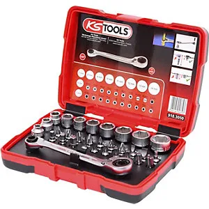 1/4'' + 11 mm Durchgangs-Steckschlüssel- und Bit-Satz, 11 mm, 31 Teile. KS Tools