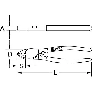 Kabelschneider, max. Ø 10 mm, Länge 160 mm. KS Tools