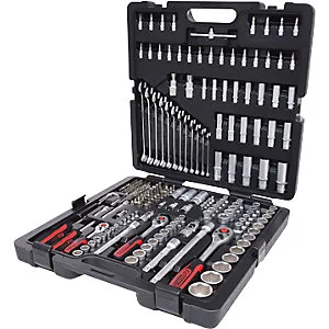 1/4'' + 3/8'' + 1/2'' Steckschlüssel-Satz, 216 Teile, matt satiniert verchromt. KS Tools
