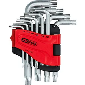 Winkelstiftschlüssel-Satz kurz, Torx mit Bohrung, 10 Teile. KS Tools