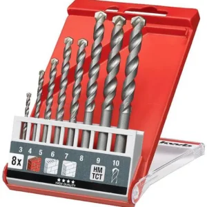 kwb 39800 Vergütungsstahl Stein-Spiralbohrer-Set 8teilig 3 mm, 4 mm, 5 mm, 6 mm, 7 mm, 8 mm, 9 mm, 10 mm Zylinderschaf