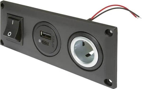 ProCar Einbausteckdose mit USB-C/ Doppelsteckdose schaltbar + 1 Powersteckdose Belastbarkeit Strom max.=20 12 V, 24 PRO CAR