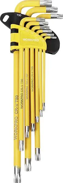 WorkPro TORX T-Profil Stiftschlüsselsatz T 10, T 15, T 20, T 25, T 27, T 30, T 40, T 45, T 50