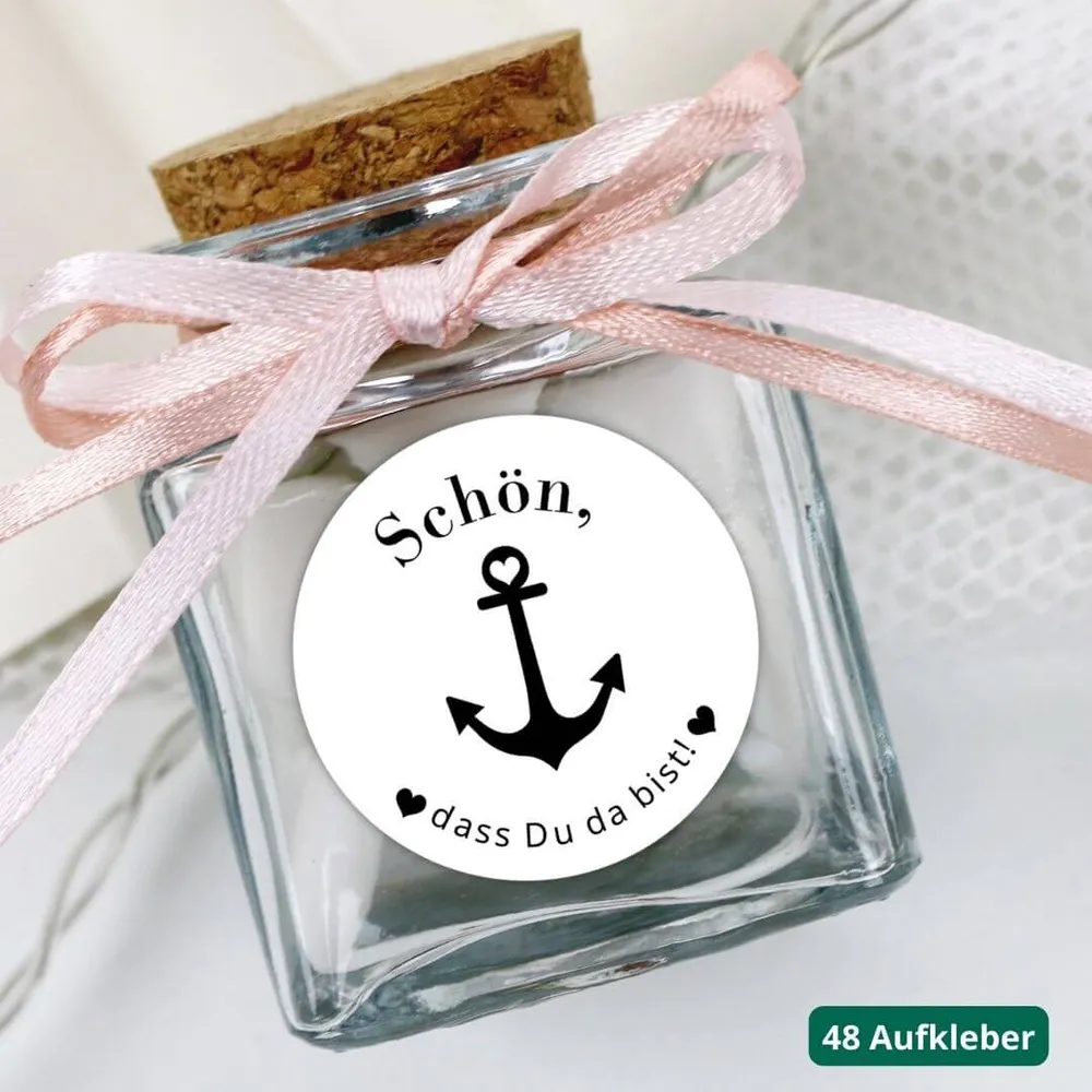 Aufkleber Anker Schön, dass Du da bist! (48 Stück)
