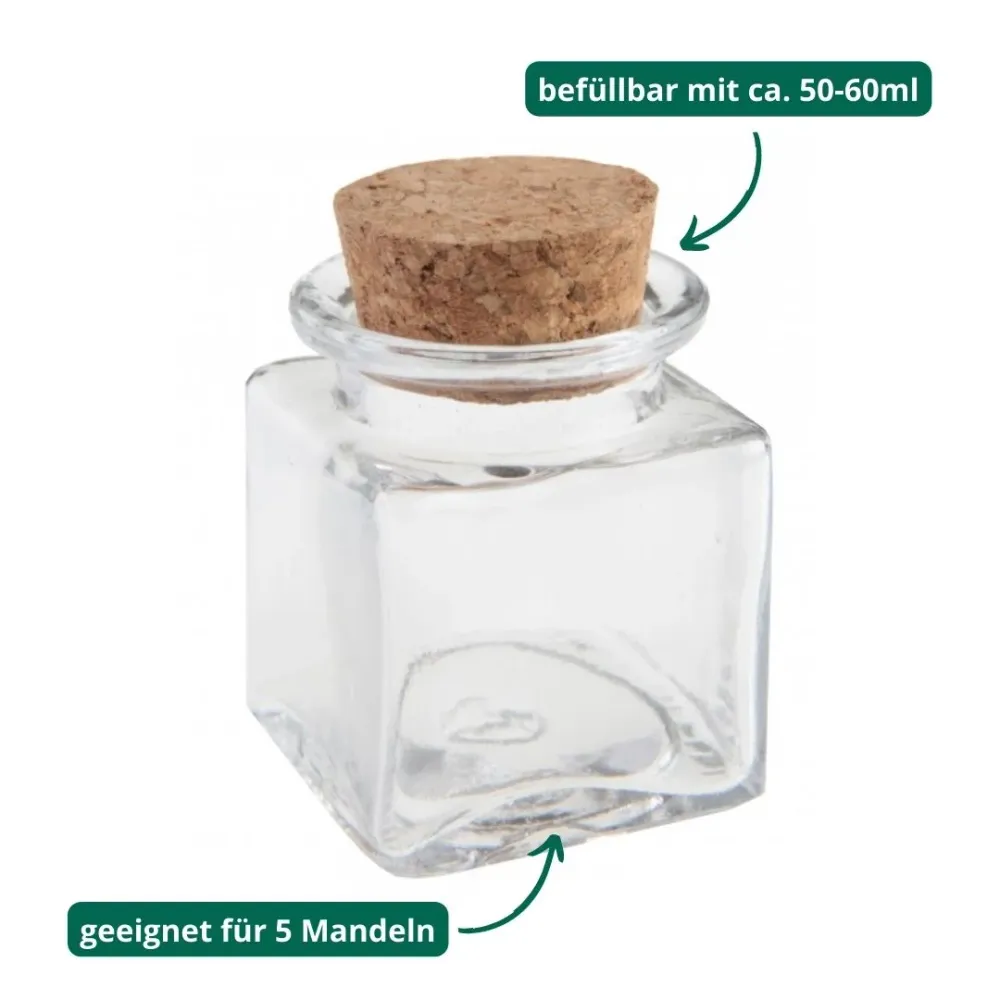 Gastgeschenk Korkenglas quadratisch (1 Stück)