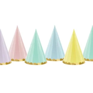 Bunte Partyhüte Pastell 16cm 6 Stk